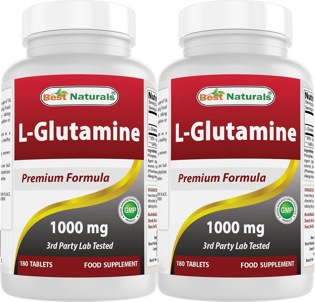 Best Naturals L-Glutamine 1000 mg 180 Comprimés (180 Nombre (paquet de 2))