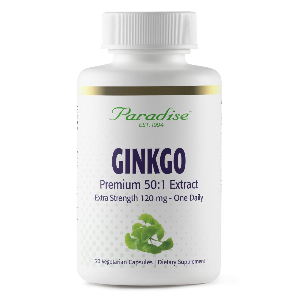 Extrait de Ginkgo Biloba, Super Potent, Ultra Pure, Vegan, Non OGM, Sans gluten, 120 Capsules végétariennes