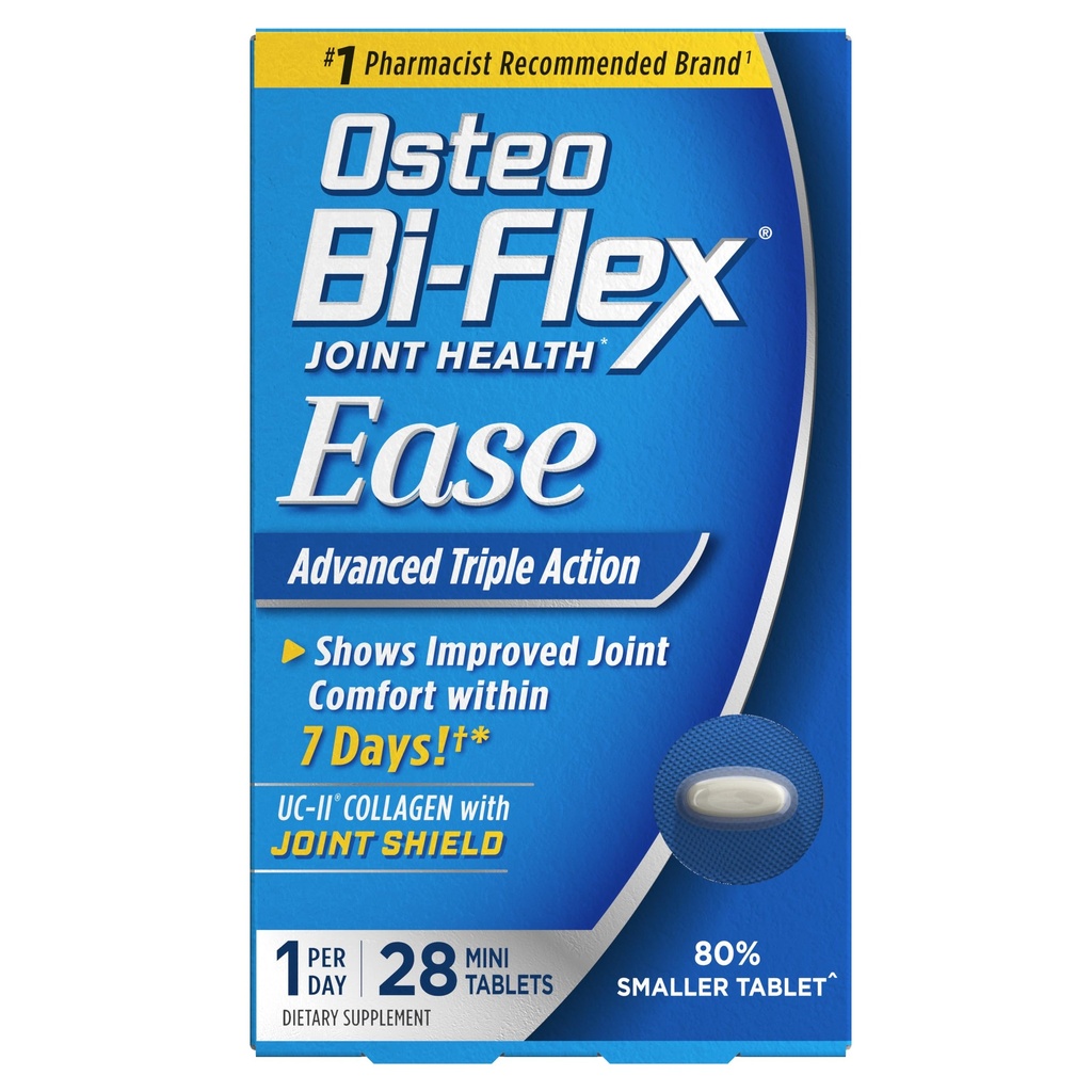 Osteo Bi-Flex Ease Action triple avancée avec compléments articulaires en vitamine D, mini-comprimés, 28 Compte