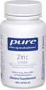 Encapsulations pures Zinc (Citrate) - pour système immunitaire, développement tissulaire et métabolisme* - Supplément minéral avec enzymes - Zinc hautement absorbant - Vegan & Non-OGM - 180 capsules