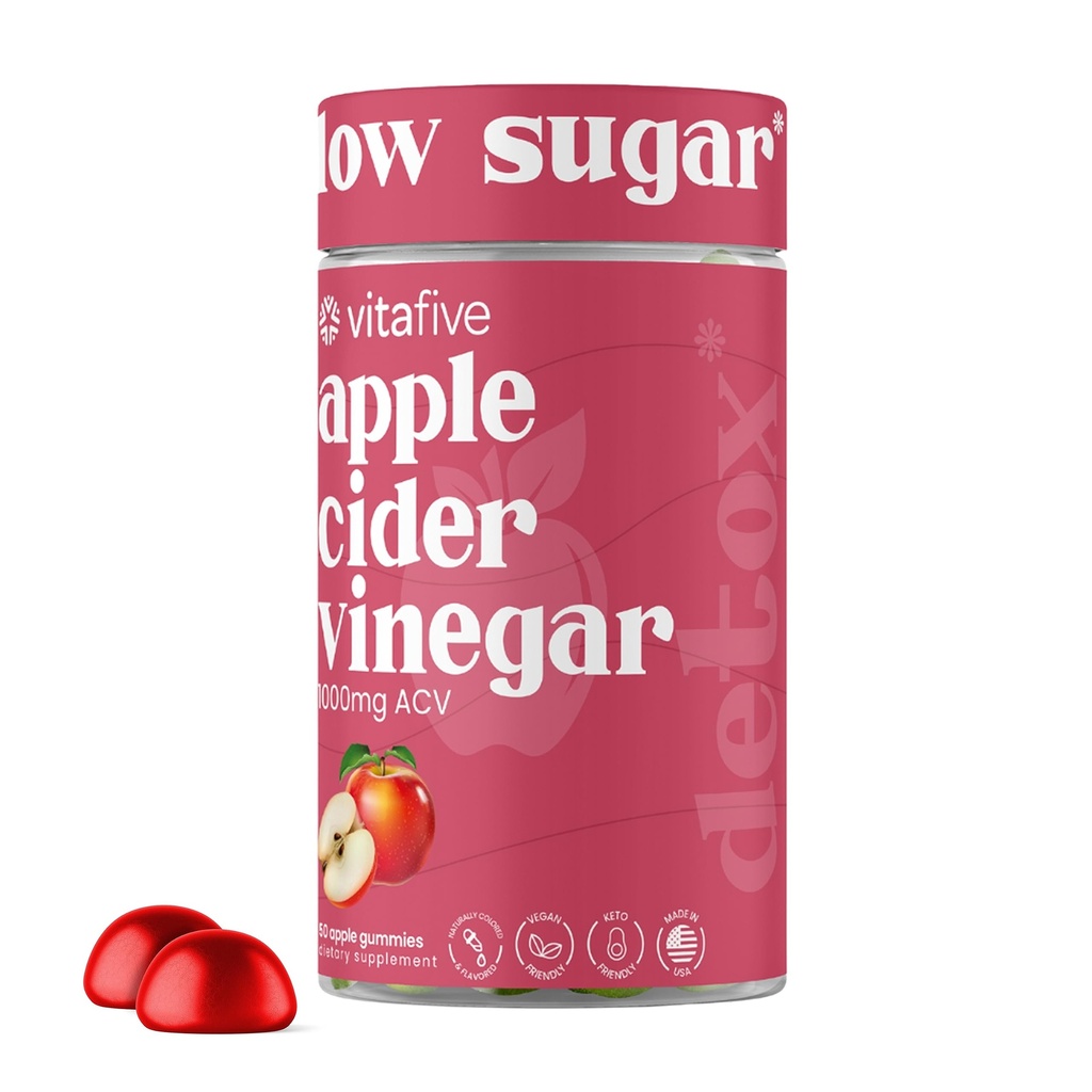 vinaigre de cidre de pomme, 500mg de vinaigre de cidre de pomme par gummy, Boost Gut Health, Colon Support, végétalien, sans gluten (50 Ct)
