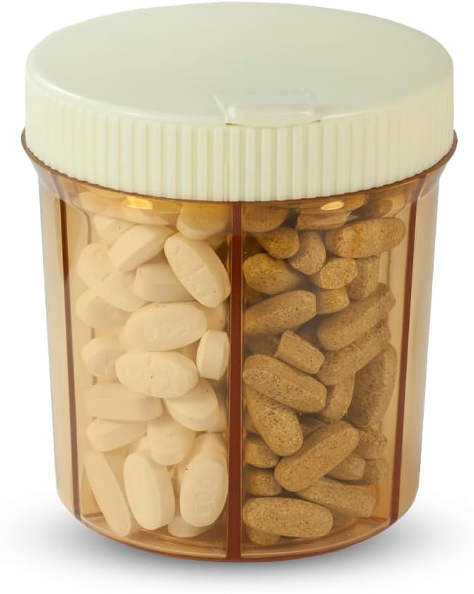Vitanizer Vitamine & Pill Organizer - 6 compartiments avec distributeur facile de couvercle de tour - convient aux comprimés et suppléments de toutes les tailles - plastique protecteur robuste, sûr et UV