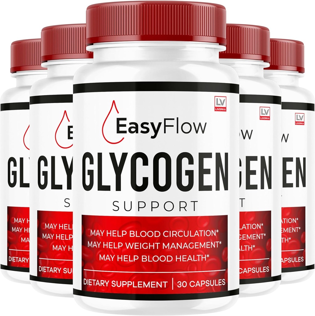 (5 Pack) Easy Flow Glycogen Support - EasyFlow Glycogen, Easy Flow, Easy Flow Glycogen Supplément, Glycogen Support Easy Flow, Easy Flow Glycogen, 150 capsules pendant 5 mois