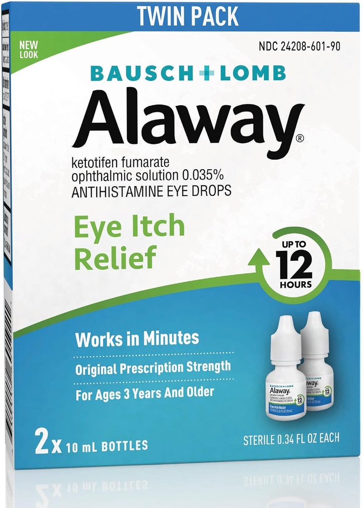 Alway Antihistamine, gouttes de soulagement des démangeaisons oculaires, Twin Pack, 0,34 fl oz Chaque