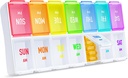 ZIKEE Rainbow Weekly Pill Organizer 2 fois par jour pour le suivi facile, AM PM Pill Case, grande boîte à pilules de 7 jours deux fois par jour, sans BPA-Organisateur de médicaments pour les pilules, vitamines, huiles de poisson, suppléments