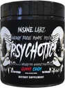 Insane Labz Psychotic Black Edition Mid Stimulant Pre Workout Powder, Energy Focus Pompes, Charged with Creatine Beta Alanine Taurine Alimenté par AMPiberry, 35 Serviettes (Gummy Candy)