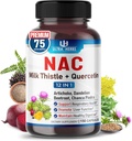 Supplément de NAC N-Aetyl Cysteine Enrichi en chardon de lait, quercétine - Immunité de soutien, santé respiratoire et détox hépatique 150 capsules