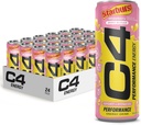 Cellucor C4 Performance Energy Drink | STARBURST Strawberry | Zero Sugar Carbonated Preworkout Energy | 200mg Caffeine with Beta Alanine | 12 Fl Oz (24 Pack)