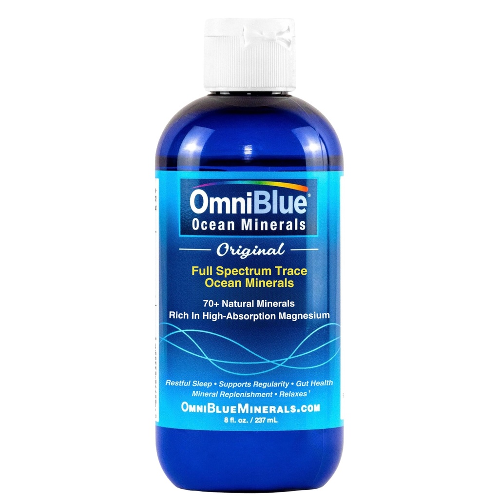 OmniBlue Ocean Minerals - 70+ Trace Minerals & Liquide Magnésium - Potassium, Chlorure- Faible sodium - Support naturel pour le sommeil, la digestion, la régularité, l'hydratation et l'équilibre électrolytique (8 oz)
