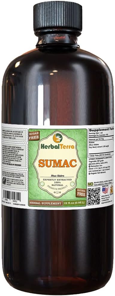 Suma (Pfaffia paniculata) Glycérite, racines séchées Extrait liquide sans alcool (marque: HerbalTerra, fièrement fabriqué aux États-Unis) 32 fl.oz (0.95 l)