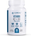 Effets cliniques Vitamine K2 + D3 - K2 + D3 Supplément de vitamine avec extrait de poivre noir biopérine et calcium pour la santé des os et du coeur - 60 Capsules - Max Absorption - Fabriqué aux États-Unis