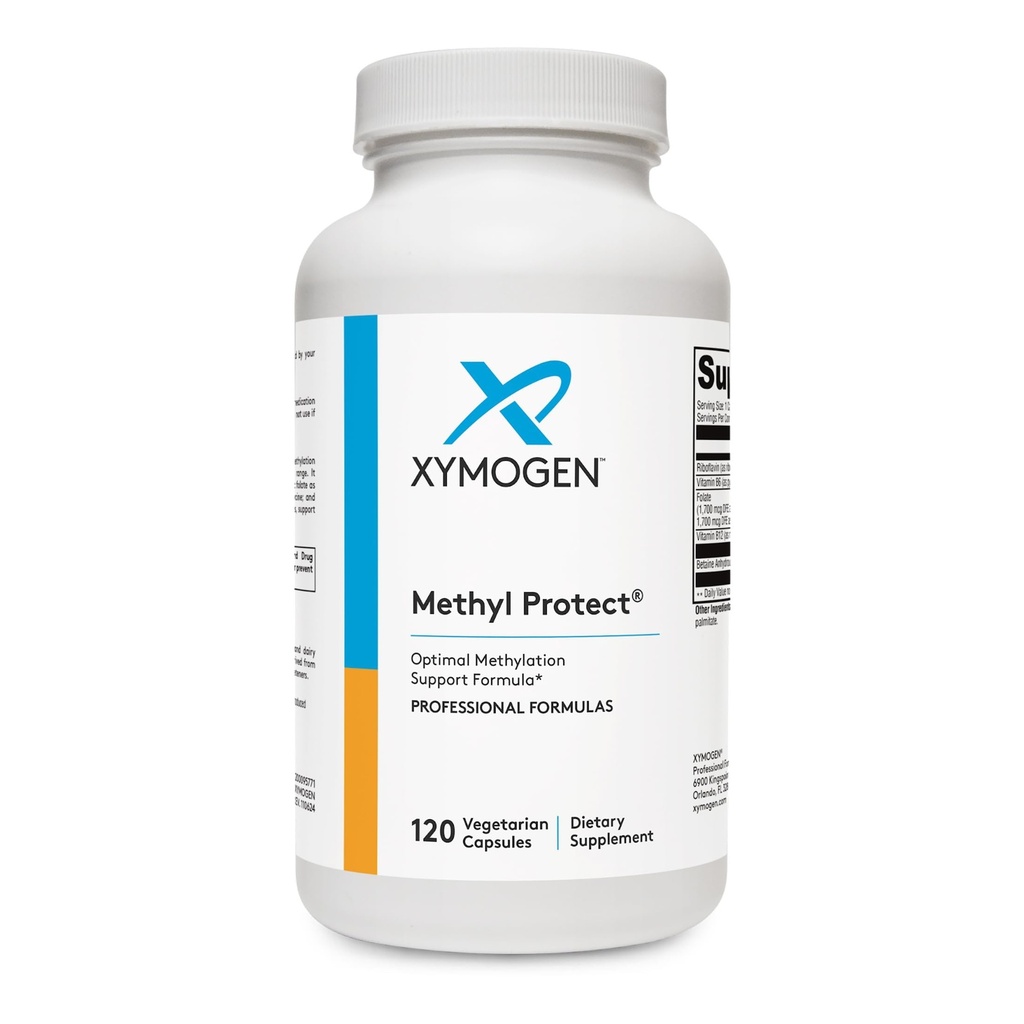 XYMOGEN Methyl Protect - Formule optimale de méthylation avec le folate de méthyle, vitamine B12 (méthylcobalamine b12), Riboflavine + B6 Vitamines - Cognitive, Homocystéine + Suppléments de santé cardiaque (120 capsules)
