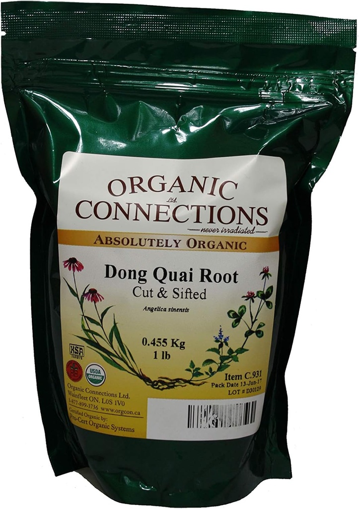Racine de Dong Quai, coupée et tamisée, biologique (1 lb)