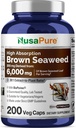 NusaPure Brown Seaweed 30:1 Extrait, 200 mg équivalent à 6 000 mg 200 Capsules de Veggie - (Vegan, Biopérine non-OGM)