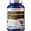 NusaPure Brown Seaweed Capsules, 200 mg, 200 Veg Capsules (Non-GMO, Vegan)