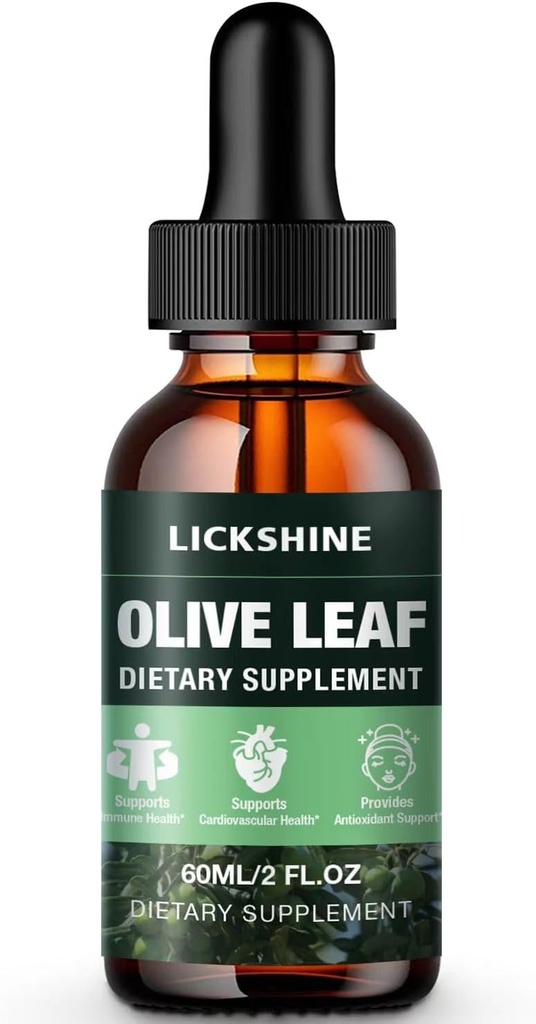 1 Pack 1000MG Extrait liquide de feuille d'olive - Supplément de gouttes d'olive biologique Teinture pour une meilleure absorption - Immune et soutien cardiaque sans gluten, non-OGM, végétalien, 2 Fl Oz