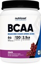 Nutricost BCAA poudre (Grape, 120 portions) - Sans gluten, non-OGM, végétarien, optimal rapport 2:1:1