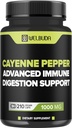 210 Capsules - Cayenne Pepper Suppléments Extrait 10:1 avec Berberine HCI, Bulbe d'ail, Feuille d'olive et plus - Formule combinée pour la santé digestive, la santé cardiaque et l'immunité