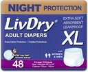 LivDry Adult XL Incontinence Underwear, Overnight Comfort Absorbency, Leak Protection, X-Large, 48-Pack