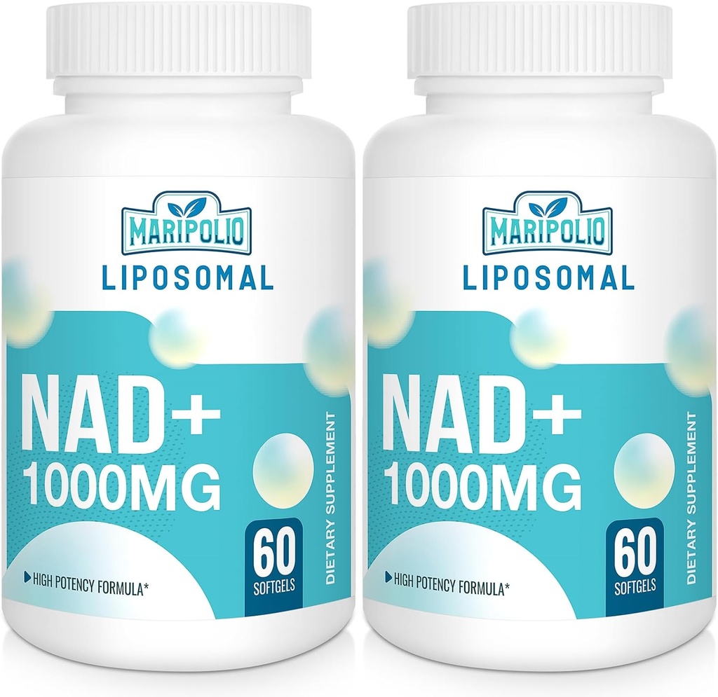 Supplément NAD+ liposomale 1000 mg de NAD le plus élevé Pontecy de NAD Max Absorption de NAD pur Supplément d'énergie et d'ADN, Vieillissement Défense, Cerveau Fonction de 120 Softgels