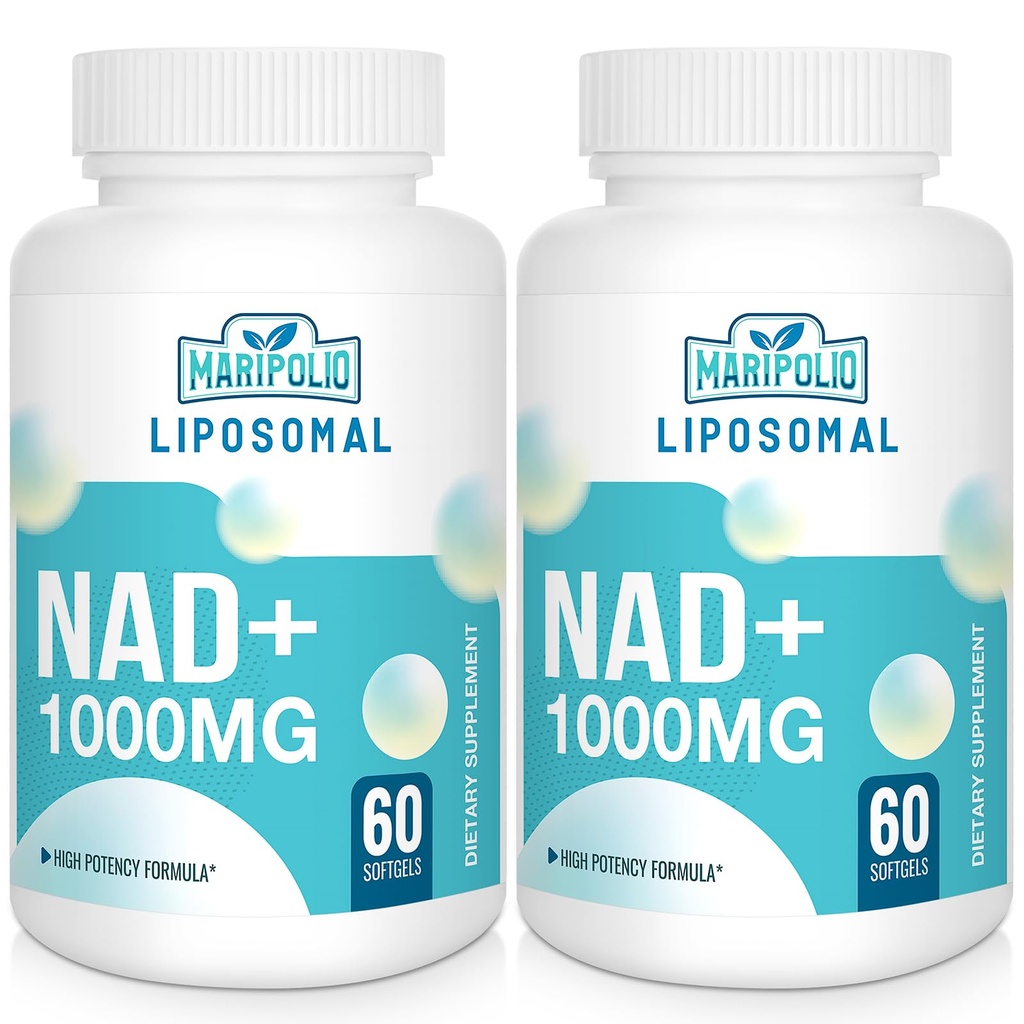 Supplément NAD+ liposomale 1000 mg de NAD le plus élevé Pontecy de NAD Max Absorption de NAD pur Supplément d'énergie et d'ADN, Vieillissement Défense, Cerveau Fonction de 120 Softgels