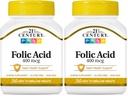 Acide folique du 21e siècle 400 mcg Comprimés, 250 Compte (paquet de 2)