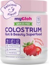 Colostrum Powder Premium | Gut Health & Bloating, Hair Growth & Skin Glow, Immunity | Natural Flavor Strawberries & Cream | Grass-Fed Bovine Colostrum Supplement | High IgG, Gluten Free, Bioactives