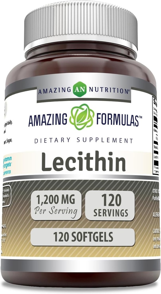 Amazing Formulas Lecithin 1200 mg Softgels Supplement | High Potency | Non-GMO | Gluten Free (1 Pack, 120 Count)