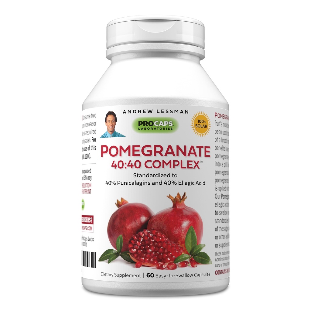ANDREW MOINSMAN Pomegranate 40-40 Complex 60 Capsules - Extrait tout naturel, haute puissance pour protéger votre corps des dommages radicaux libres. Pas de sucre, de calories, d'édulcorants, de conservateurs. Aucun additif