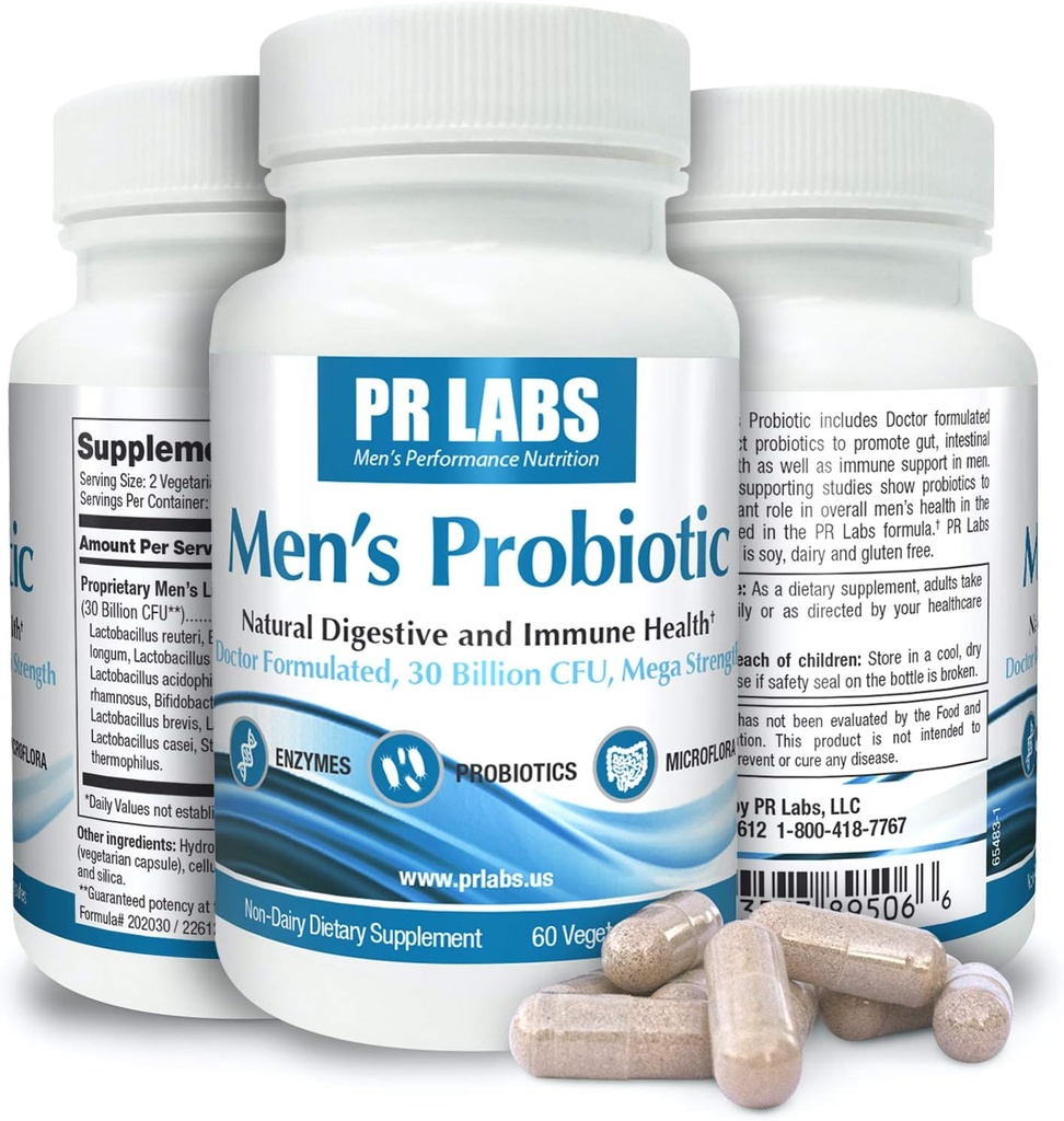 Probiotique - Supplément enzymatique digestif probiotique pour les hommes - Promotion Gut Health et Immune Support - 1 Pack (60 Capsules)