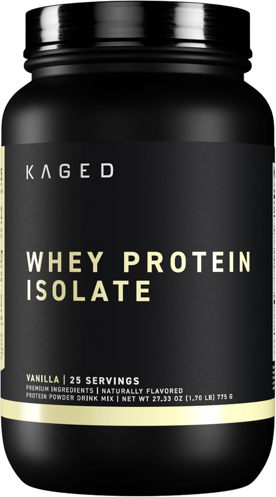 Kaged Whey Protéine Isolate Poudre de Vanille 100% Pure Low Lactose Whey.Après l'entraînement Recovery Drink.