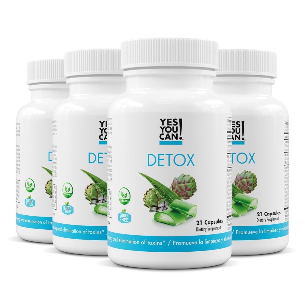 Oui, vous pouvez ! Pilules de désintoxication naturelles - Nettoyage diurétique avec électrolytes et vitamines - Aide à la rétention d'eau - Sans gluten, 21 capsules (4 pack)