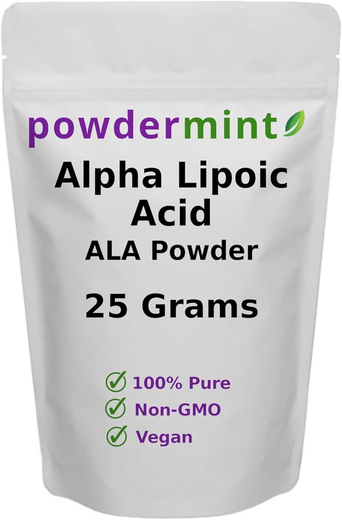 Poudre d'acide lipoïque alpha (RS-ALA, ALA pur) (tailles multiples) Poudre d'antioxydant (ALA) incluse