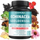 Capsules d'extrait d'échinacée avec l'échinacée, la racine de seau d'or, la mûre aînée et plus - 120 Capsules pendant 4 mois