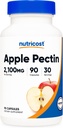 Nutricost Apple Pectin Capsules 2 100mg par portion, 90 capsules - Sans gluten, 30 portions