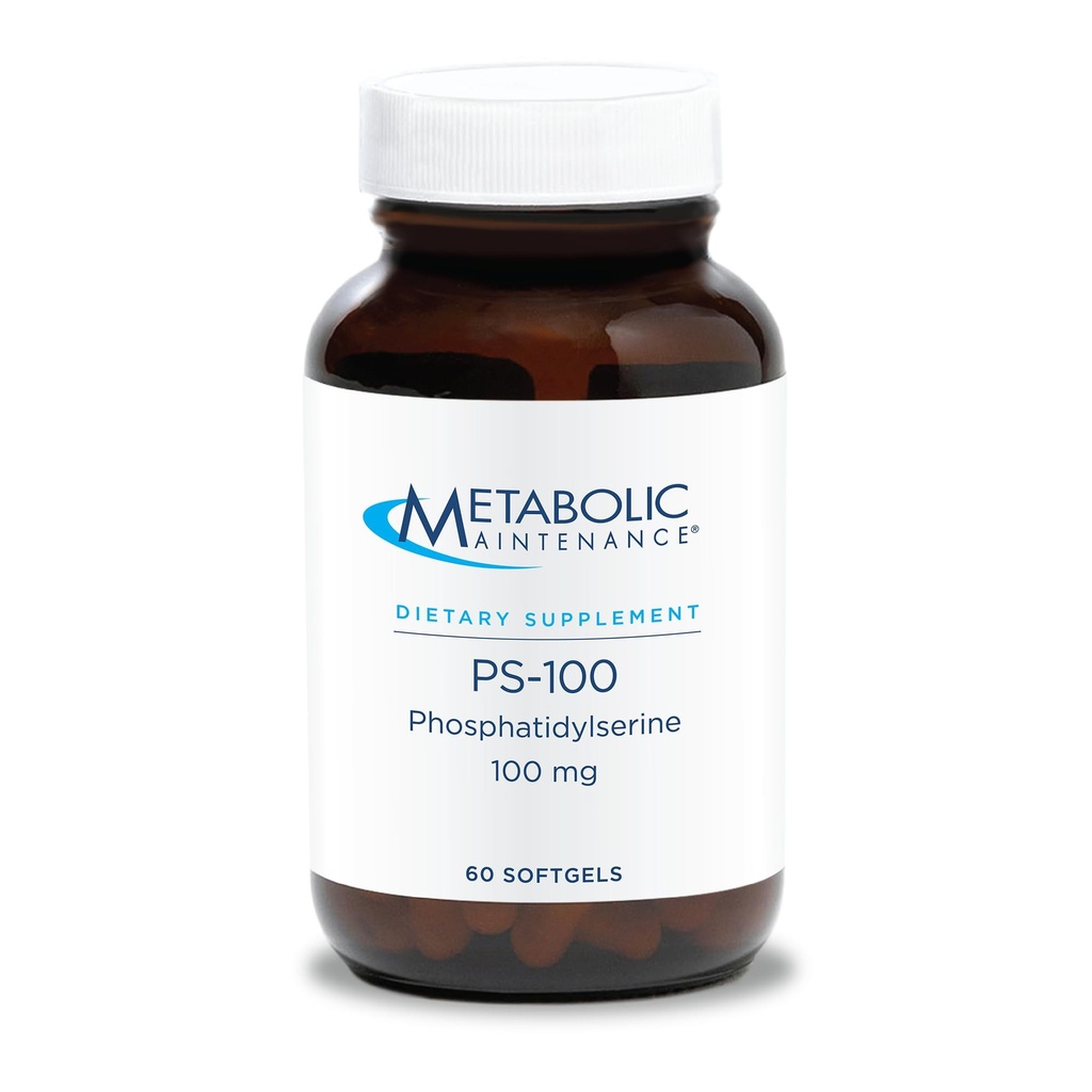 Maintenance métabolique PS-100 Phosphatidylsérine, 100mg - Supplément pour soutenir la mémoire normale + la cognition, favoriser le sommeil reposant (60 Softgels)