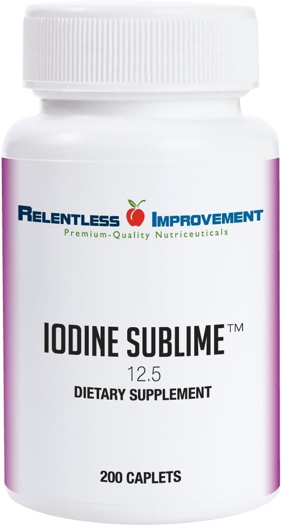 Iodine Sublime® 12,5mg 200 Caplets à haute teneur en biodisponible avec iode de potassium pour la thyroïde et le métabolisme