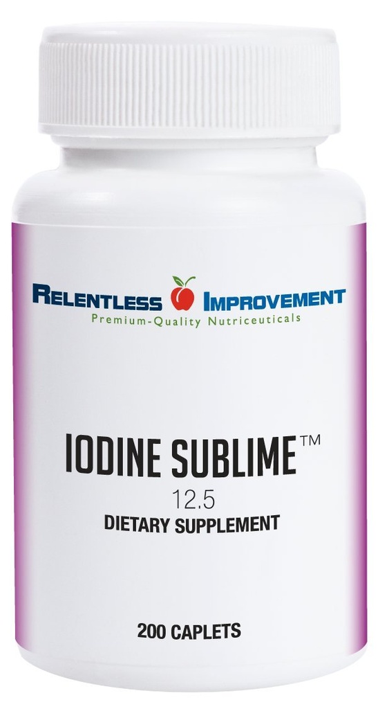 Iodine Sublime® 12,5mg 200 Caplets à haute teneur en biodisponible avec iode de potassium pour la thyroïde et le métabolisme