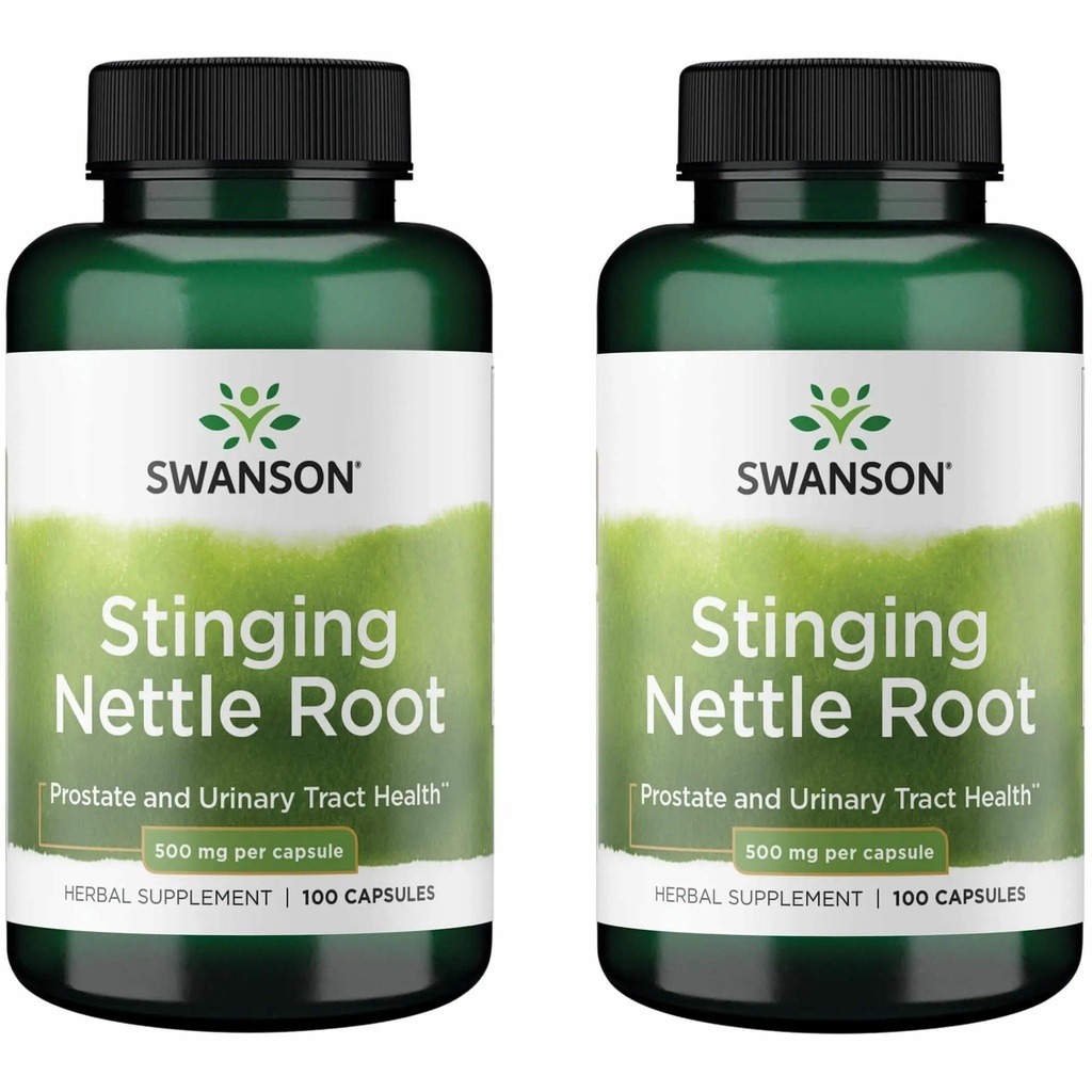 Swanson Stinging Nettle Root (Urtica Dioica) - Supplément à base de plantes - (100 capsules, 500mg) (2 boîtes)