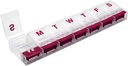 EZY DOSE Weekly (7-Day) AM/PM quotidien Push Bouton Pill Organisateur, cas de vitamine et contenant de médecine, X-Grands Compartiments, Arthrite amical, pratique et facile à utiliser, clair/rouge, sans BPA