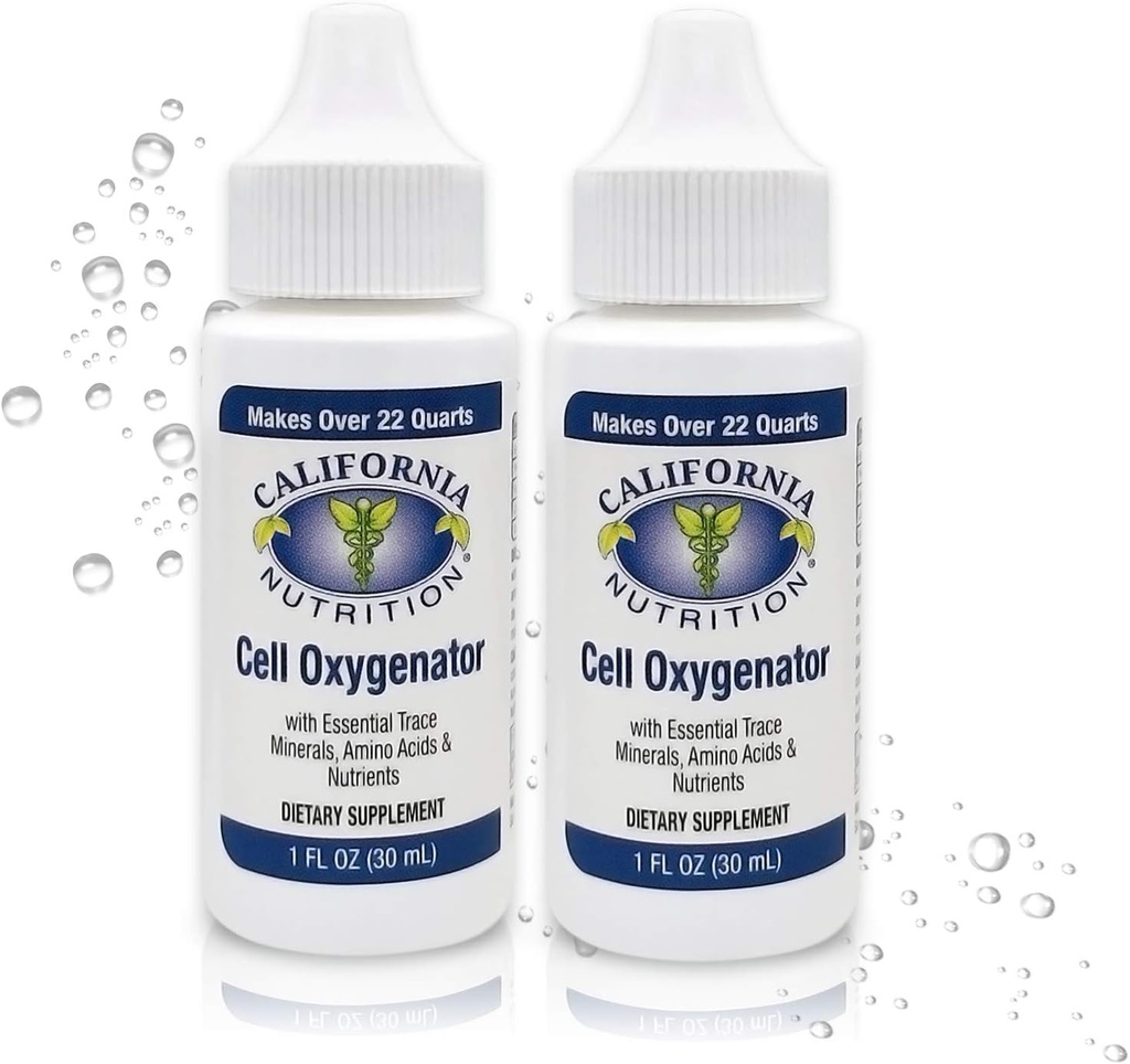 Cell Oxygenator 1 Fl Oz Bouteille (paquet de 2), Liquid Oxygen gouttes Supplément nutritionnel quotidien pour le système immunitaire, les minéraux traces et les acides aminés pour les athlètes Sport
