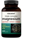 Complexe Magnésium 1000mg, 240 Capsules Complexe Triple Magnésium avec Glycinate, Citrate, Malate.