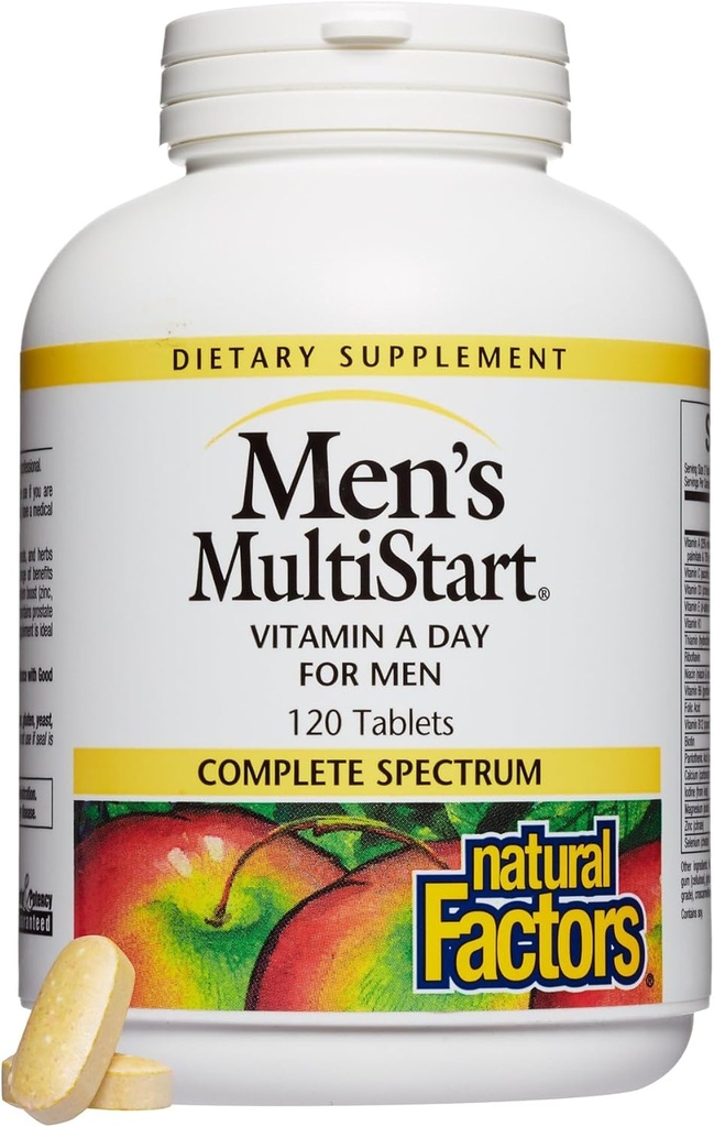 Natural Factors, Men's MultiStart Daily Multivitamin, Nutritional Support for Immune Health and Energy, 120 tablets (60 servings)