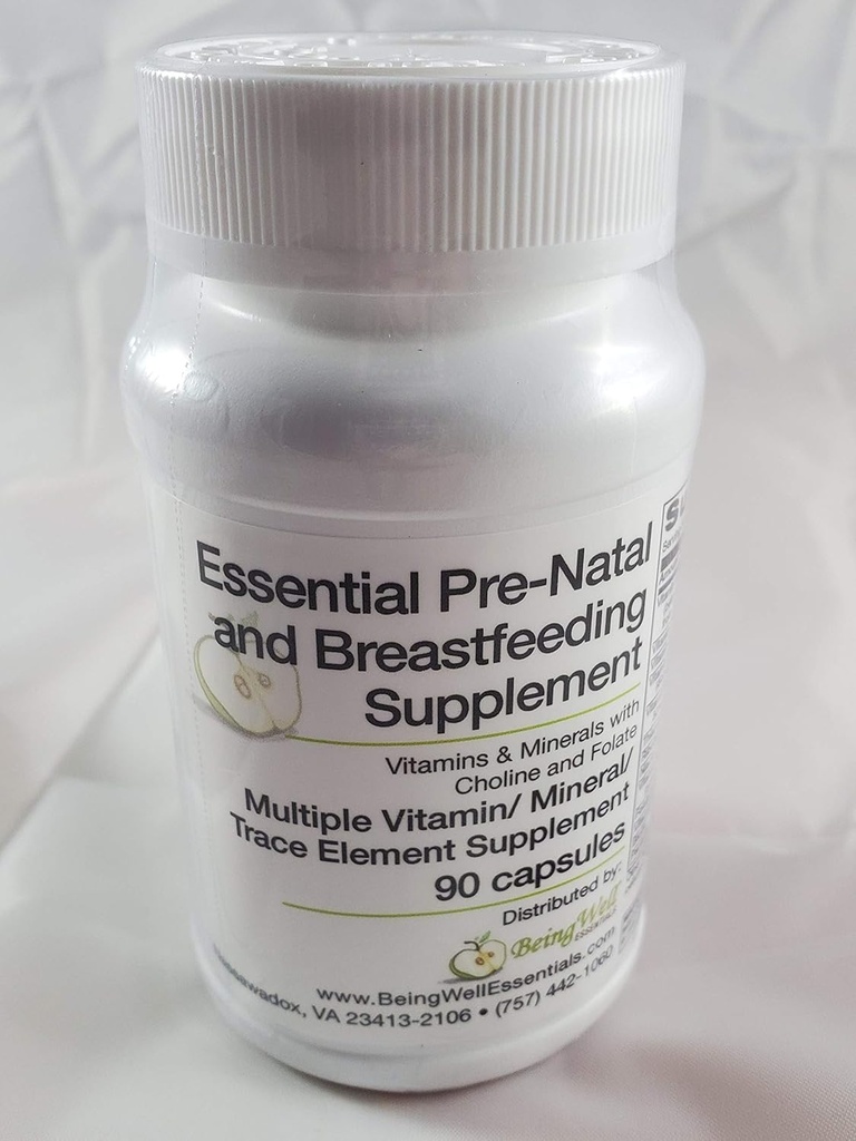 Supplément essentiel prénatal et allaitement Vitamines et minéraux avec supplément d'élément de trace de choline et de folate 90 capsules