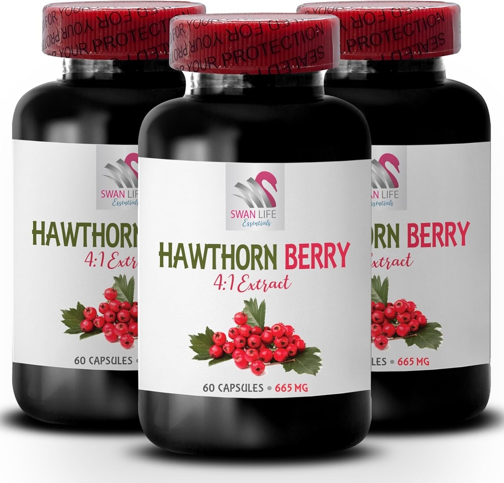 mélange de baies antioxydantes - HAWTHORN BERRIES EXTRACT - awthorn berry antioxydant, supplément d'extrait d'awthorn, supplément de baies, baie d'awthorn pour la peau, suppléments énergétiques pour les femmes 3 Bot 180 Caps