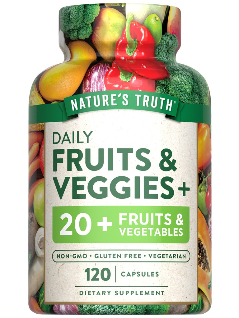 La vérité de la nature Fruits et légumes Supplément de 120 capsules végétariennes