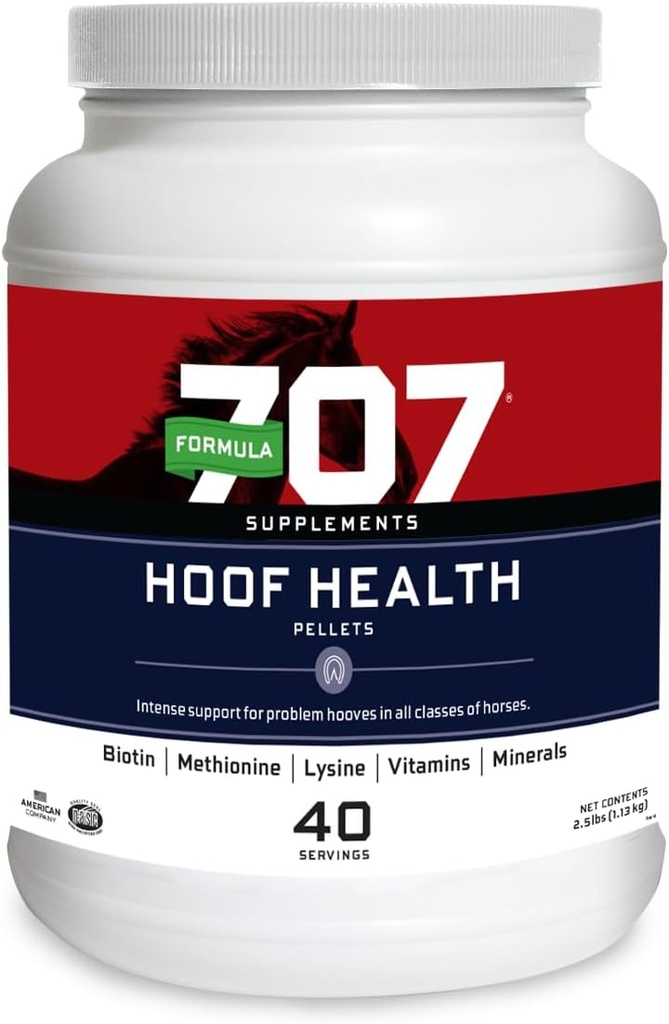 Formule 707 Supplément Hippique Santé Hoof, pot de 2,5 lb – Biotine, acides aminés et minéraux pour améliorer et soutenir la santé des chevaux Hooves
