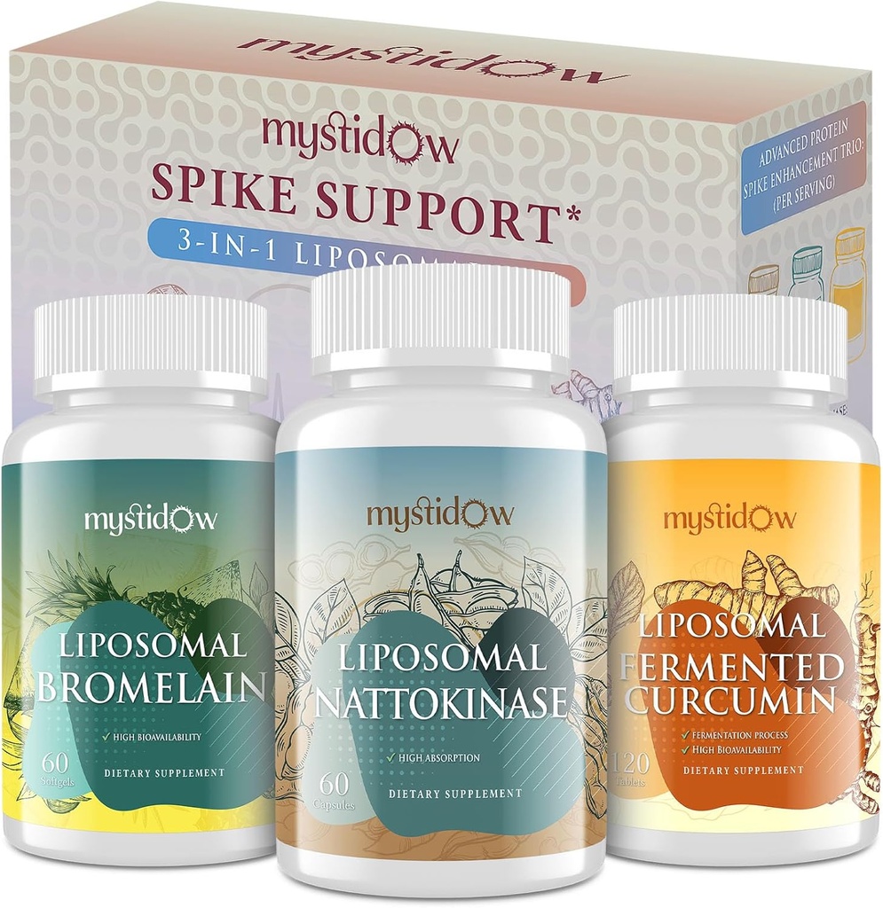 Soutien à l'épicéa Trio.Liposomale Nattokinase 8000 FU 500mg, Bromelain 1150 mg & Curcumine fermentée 1800 mg.