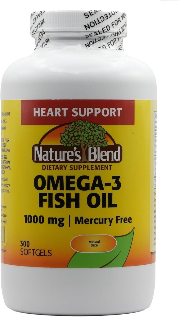 Mélange naturel Oméga-3 Huile de poisson, 1000 mg 300 Softgels