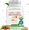 Vitamine C organique de Camu Capsules Camu 1000mg, emballé avec VIT C naturel, antioxydants bruts - Supplément de soutien immunitaire et anti-âge pour la peau - Poudre organique, végétalien, non-OGM (120 Nombre)